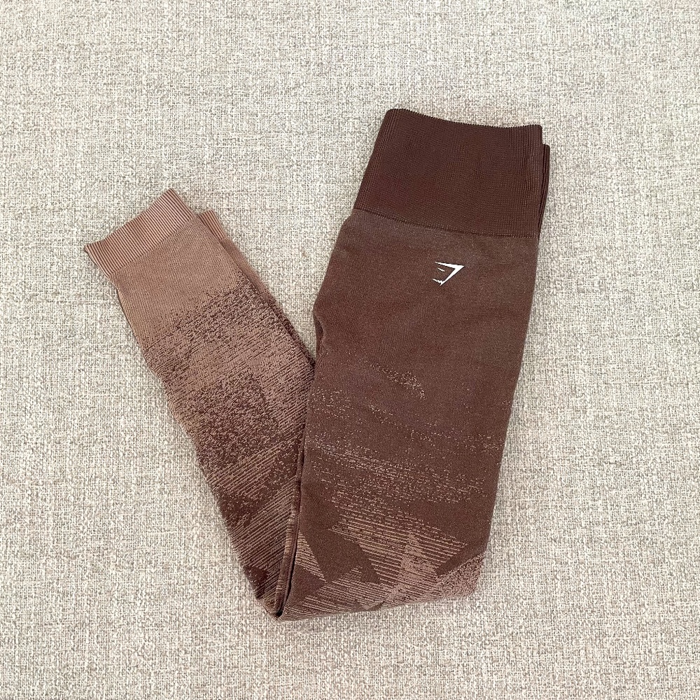 Gymshark Adapt Ombre Seamless Leggings Triangle Penny Brown XS